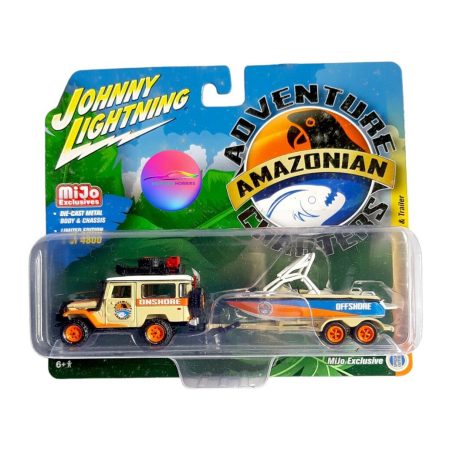 Johnny Lightning 1980 Toyota Land Cruiser with Boat & Trailer