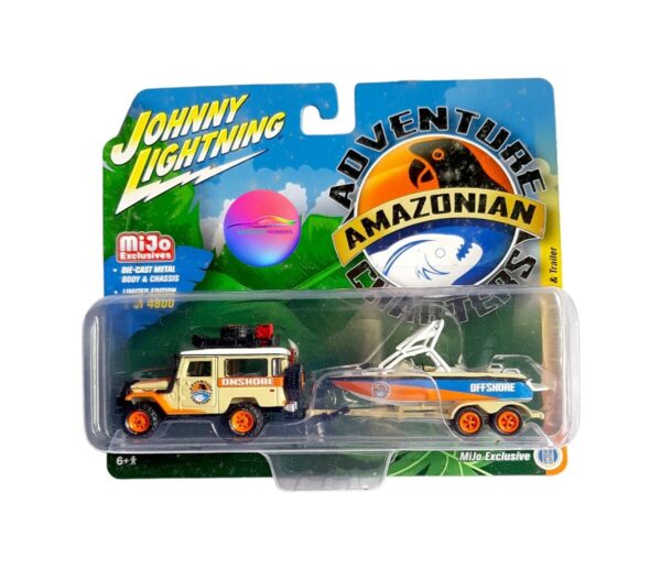 Johnny Lightning 1980 Toyota Land Cruiser with Boat & Trailer